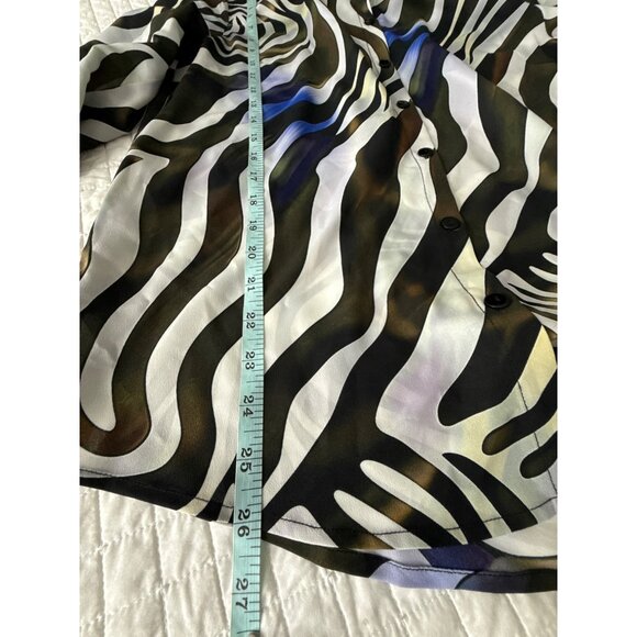 Alison Sheri Womens Zebra Print Long Sleeve Button-Up Blouse S/P - Picture 9 of 10